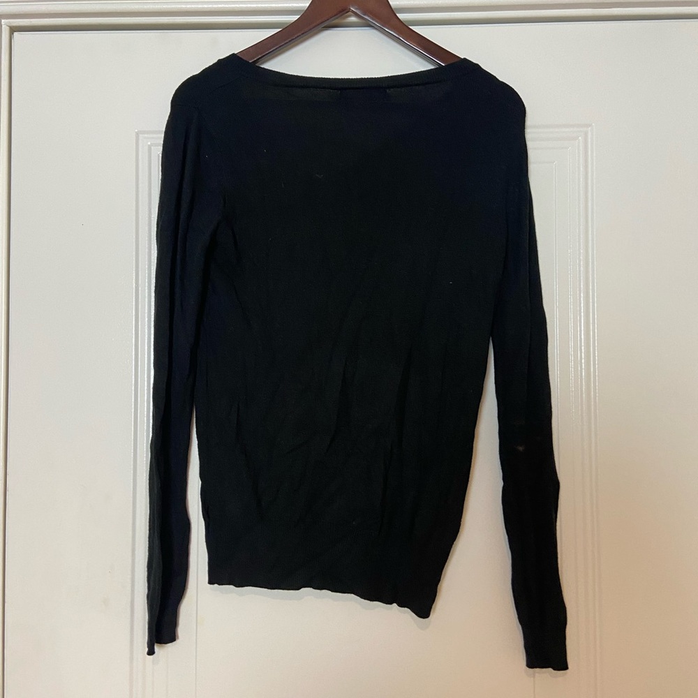 Black V neck long sleeve top